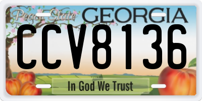 GA license plate CCV8136