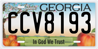 GA license plate CCV8193