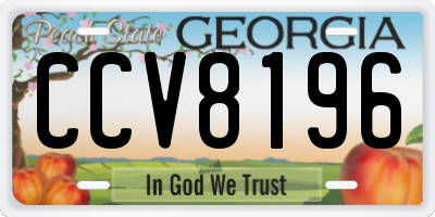 GA license plate CCV8196