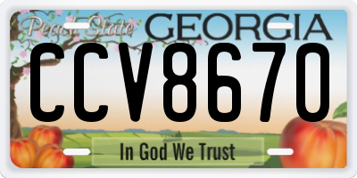 GA license plate CCV8670