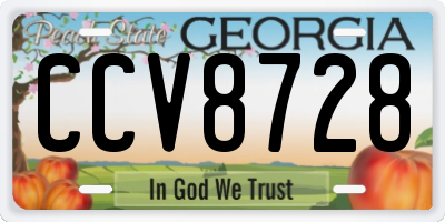GA license plate CCV8728