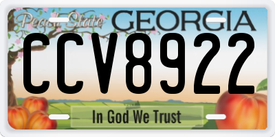 GA license plate CCV8922