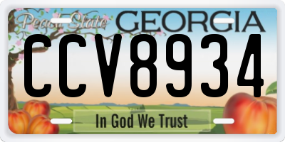GA license plate CCV8934