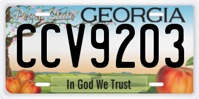 GA license plate CCV9203