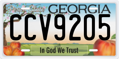 GA license plate CCV9205