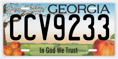 GA license plate CCV9233