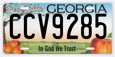 GA license plate CCV9285