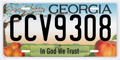 GA license plate CCV9308