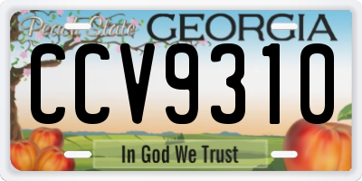 GA license plate CCV9310