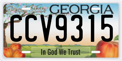 GA license plate CCV9315