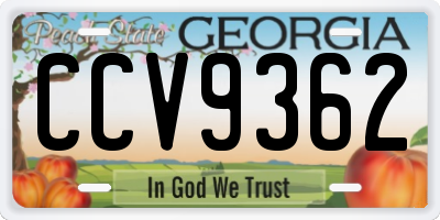 GA license plate CCV9362