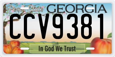 GA license plate CCV9381