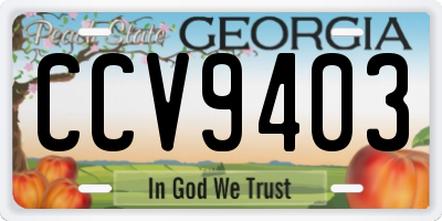 GA license plate CCV9403