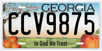 GA license plate CCV9875