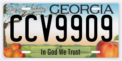 GA license plate CCV9909