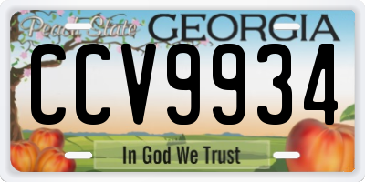 GA license plate CCV9934