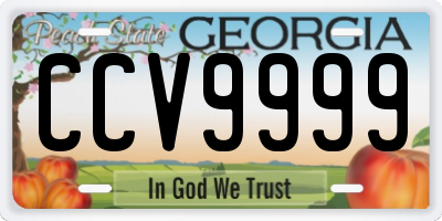 GA license plate CCV9999
