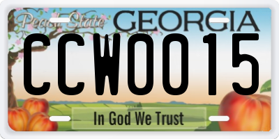 GA license plate CCW0015