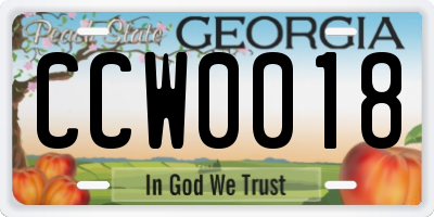 GA license plate CCW0018