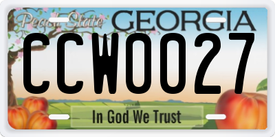 GA license plate CCW0027