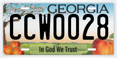 GA license plate CCW0028