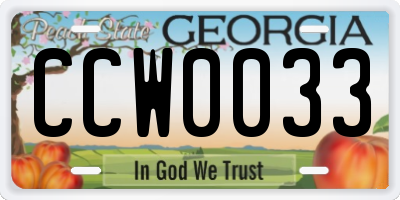 GA license plate CCW0033