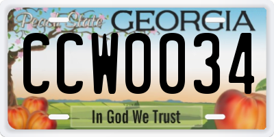 GA license plate CCW0034