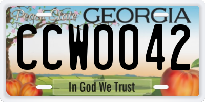 GA license plate CCW0042