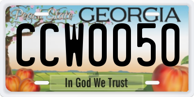 GA license plate CCW0050