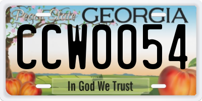 GA license plate CCW0054