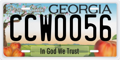 GA license plate CCW0056