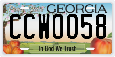 GA license plate CCW0058
