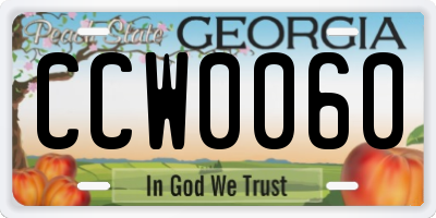 GA license plate CCW0060
