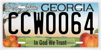 GA license plate CCW0064