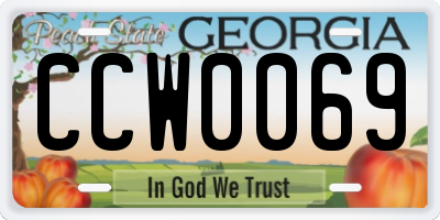 GA license plate CCW0069