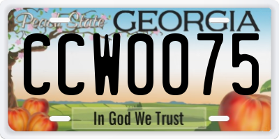 GA license plate CCW0075