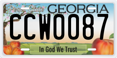 GA license plate CCW0087