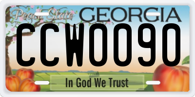GA license plate CCW0090