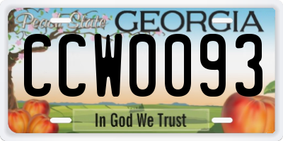 GA license plate CCW0093