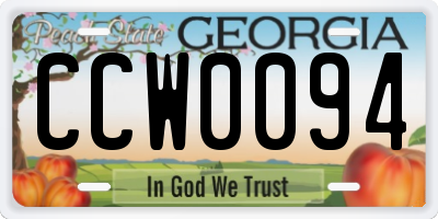 GA license plate CCW0094