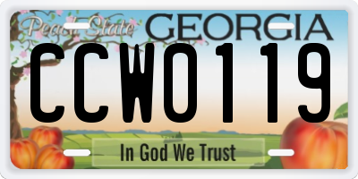 GA license plate CCW0119