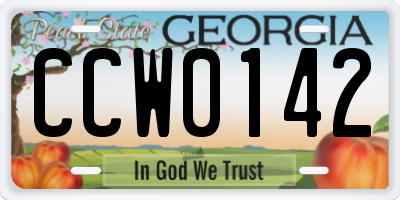 GA license plate CCW0142