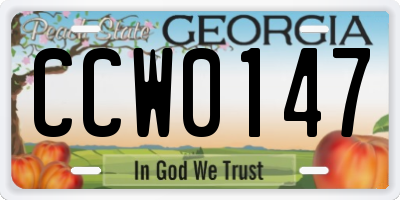 GA license plate CCW0147