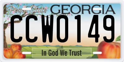 GA license plate CCW0149