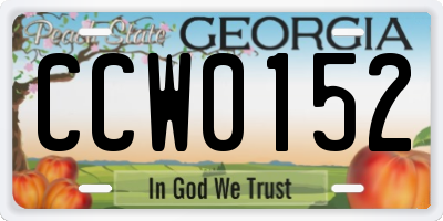 GA license plate CCW0152