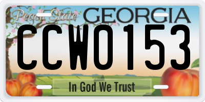GA license plate CCW0153