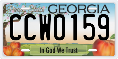 GA license plate CCW0159