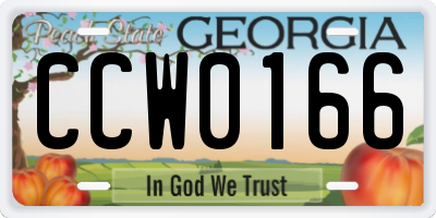 GA license plate CCW0166