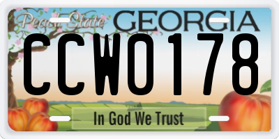 GA license plate CCW0178