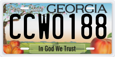 GA license plate CCW0188